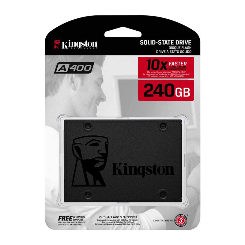KINGSTON A400 240GB SSD - UNIDAD DE ESTADO SÓLIDO, LECTURA HASTA 500 MB/s Y ESCRITURA HASTA 350 MB/s, SATA III, 2.5