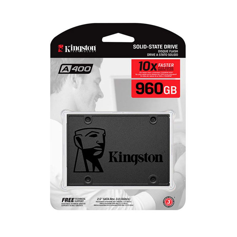 KINGSTON A400 960GB SSD - UNIDAD DE ESTADO SÓLIDO, LECTURA HASTA 500 MB/s Y ESCRITURA HASTA 450 MB/s, SATA III, 2.5