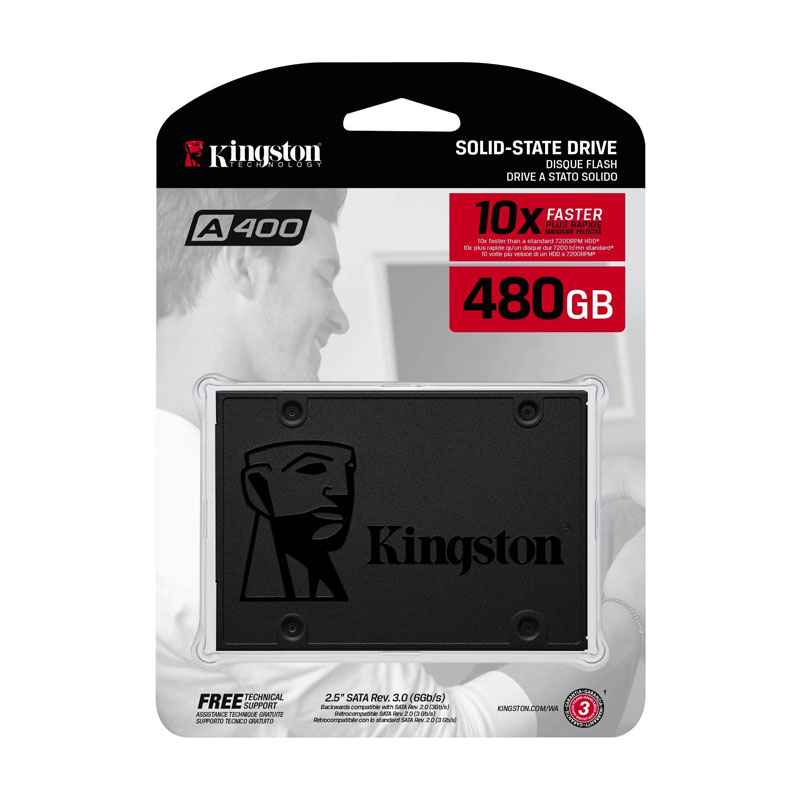 KINGSTON A400 480GB SSD - UNIDAD DE ESTADO SÓLIDO, LECTURA HASTA 500 MB/s Y ESCRITURA HASTA 450 MB/s, SATA III, 2.5