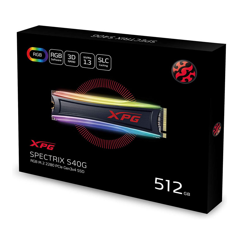 XPG SPECTRIX S40G RGB 512GB SSD - UNIDAD DE ESTADO SÓLIDO, LECTURA HASTA 3500 MB/s Y ESCRITURA HASTA 3000 MB/s, SATA III, M.2